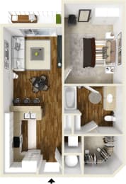 Floor Plan  One bedroom one bath floor plan