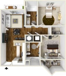 Floor Plan  Two bedroom two bath floor plan