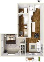 Floor Plan  One bedroom one bath floor plan