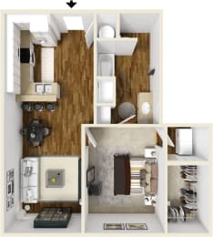 Floor Plan  One bedroom one bath floor plan