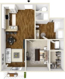 Floor Plan  One bedroom one bath floor plan