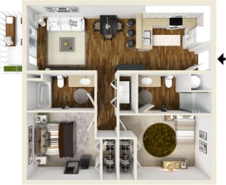 Floor Plan  Two bedroom two bath floor plan