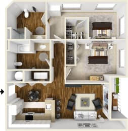 Floor Plan  Two bedroom two bath floor plan