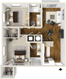 Floor Plan  Two bedroom two bath floor plan