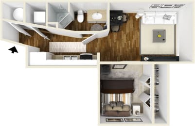 Floor Plan  One bedroom one bath floor plan