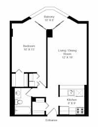  Floor Plan 1 Bedroom