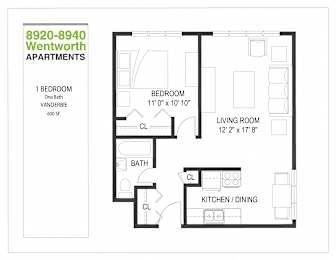 8920-8940 Wentworth Apartments Vanderbie 600 SF
