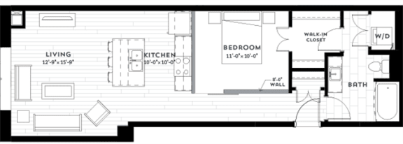 1P Floor plan at Custom House, St. Paul, Minnesota