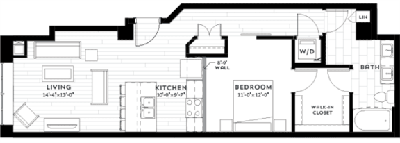 1X Floor plan at Custom House, St. Paul, MN