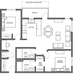 2 bed, 2 bath, open concept apartments with balcony views at Airdrie Place in Airdrie, AB