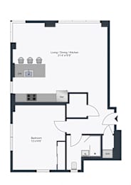  Floor Plan 1 Bedroom 1 Bathroom