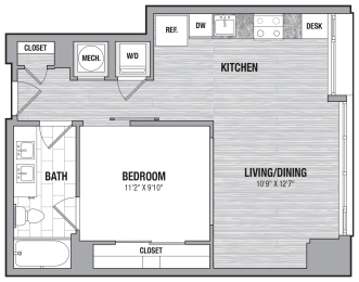  Floor Plan 1 Bed/1 Bath - JR-E