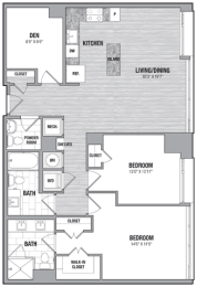  Floor Plan 2 Bed/2.5 Bath Den - C-2