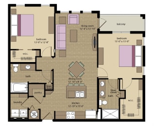 2 bed 2 bath Harrison Floorplan at Orchid Run Apartments, Naples, FL, 34105