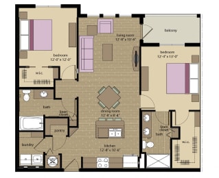2 bed 2 bath Mozart Floorplan at Orchid Run Apartments, Naples, Florida