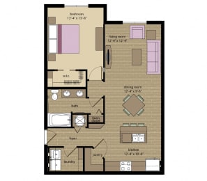 1 bed 1 bath Rothchild Floorplan at Orchid Run Apartments, Naples, FL