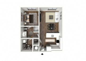 1A Floor Plan at 1415 @ The Yard, Omaha, Nebraska