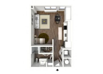 Studio Floor Plan, at 1415 @ The Yard, 1415 Cuming Street, Omaha, NE 68102