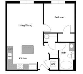 Epic A1 Floor Plan at Epic Apartments, Denton, TX, 76210