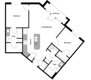 Epic B2 Floor Plan at Epic Apartments, Denton, 76210