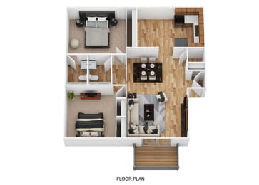 2 Bedroom / 2 Bath Floor Plan at Heritage Hill Estates Apartments, Ohio, 45227