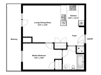 One bedroom, one bathroom at Trio On Belmont in Kitchener, ON