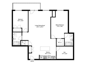 Two bedroom plus den, two bathroom at Trio On Belmont in Kitchener, ON
