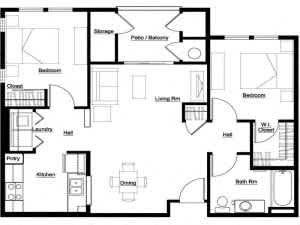  Floor Plan 2 Bedroom, 1 Bath