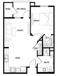  Floor Plan 1 Bedroom, 1 Bath