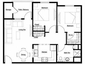  Floor Plan 2 Bedroom, 1 Bath