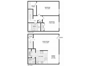  Floor Plan Two Bed Townhome