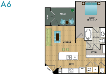 1 Bed | 1 Bath | 679sqft | Lakewood Flats Apartments