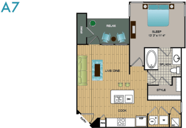 1 Bed | 1 Bath | 691sqft | Lakewood Flats Apartments