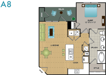 1 Bed | 1 Bath | 756sqft | Lakewood Flats Apartments