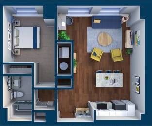 Suite Style 17 Floor Plan  at Residences at Leader, Cleveland, 44114