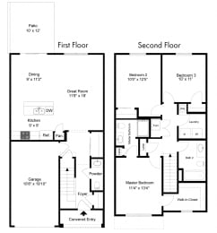 Three Bedroom - Phase II at Collett Woods Townhouses, Farmington