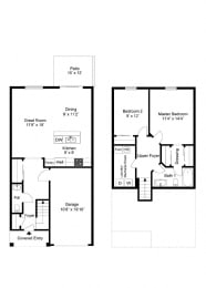 Two Bedroom Townhome floor plan at Townhomes at Pleasant Meadows