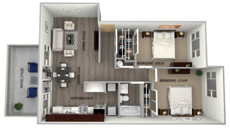 2 bed 1 bath Maple at Commons at Redwood Creek Apartments, Oregon, 97008