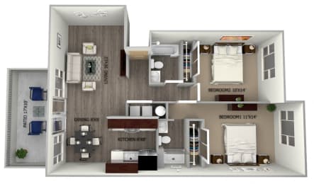 2 bed 2 bath Spruce at Commons at Redwood Creek Apartments, Beaverton, OR, 97008