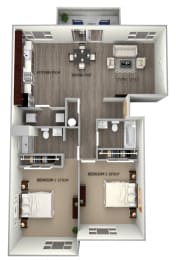 2 bed 2 bath Spruce 2 at Commons at Redwood Creek Apartments, Beaverton, OR