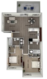 2 bed 2 bath Willow at Commons at Redwood Creek Apartments, Beaverton, 97008