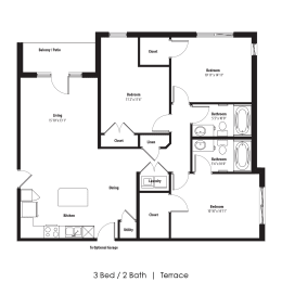 3 Bedroom Floor Plan at Legacy Commons, Omaha
