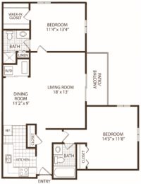 Floor Plan 2 Bedroom/2 Bath (Price is Per Bed)