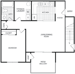  Floor Plan 1 BR/1 Bath