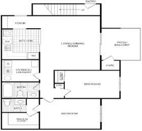  Floor Plan 2 BR/1.5 Bath