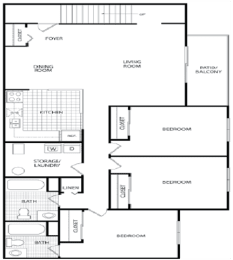  Floor Plan 3 BR/2 Bath