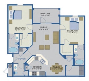 Abaco Floor Plan at Cabana Club - Galleria Club, Florida, 32256