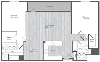 2 bedroom apartments with den and balcony, Merrifield