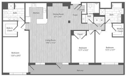 3 bedroom apartments with balcony in Merrifield VA