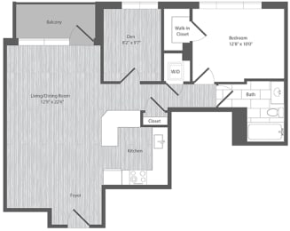 1 bedroom apartments with balcony and den in Merrifield VA